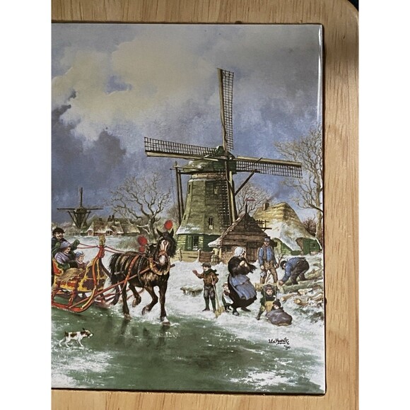 VTG Holland Ter Steege BV Tile Wood Decor Farm Windmill J.C. Van Hunnik Dutch - Picture 5 of 8
